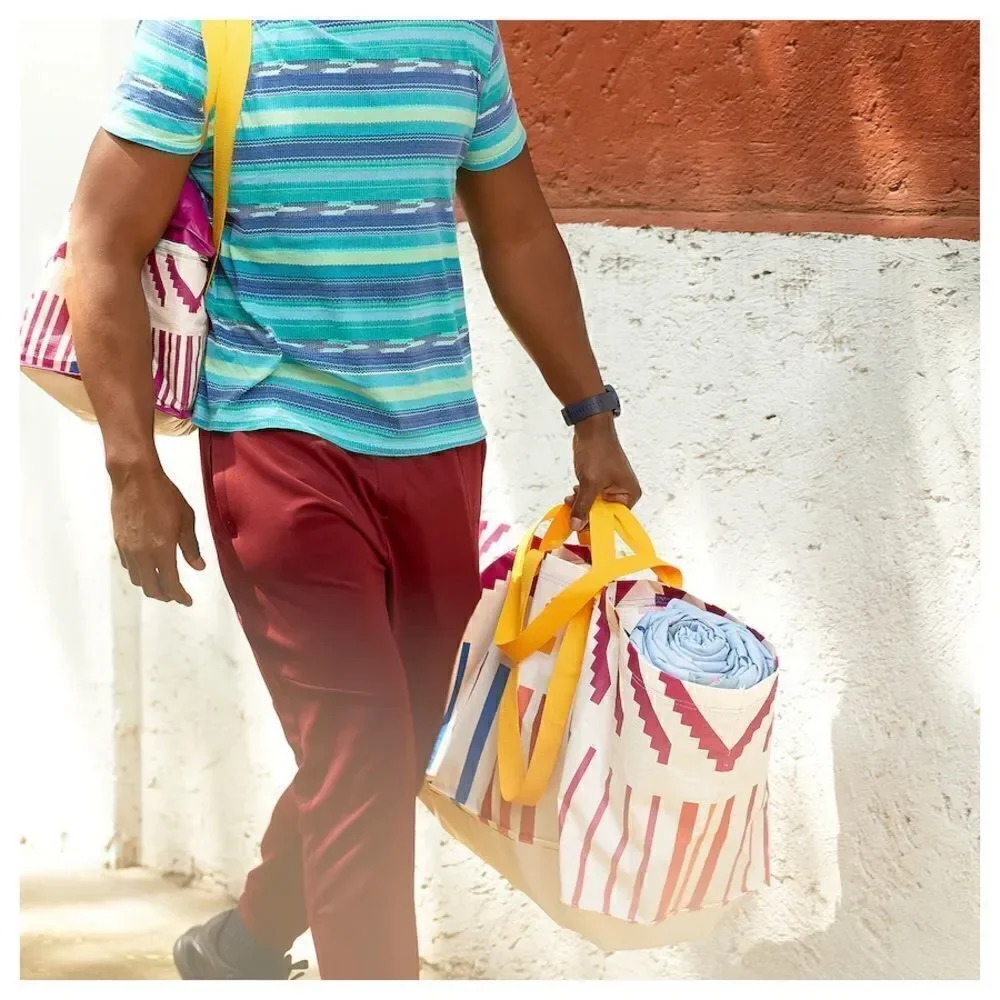 Ikea Omsesidig Limited Edition Shopping Tote Bag White Lilac‎ Stripe 19 Gallon